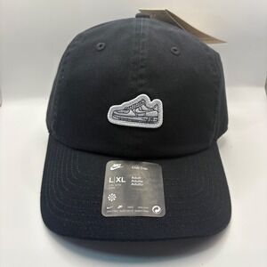 Nike Club Cap Black Adult L XL Unstructured Swoosh Air Force 1 Patch New